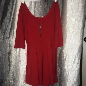 red scoop neck dress